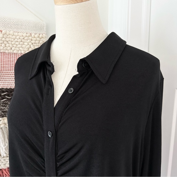 Good American Good Touch Button Front Ruched Midi Dress Black Size 3XL - Picture 8 of 12